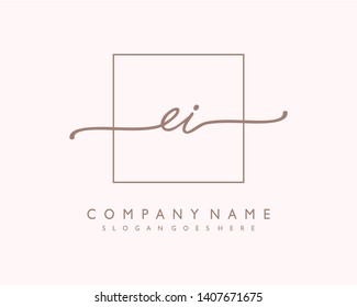 initials letter EI handwriting logo vector template