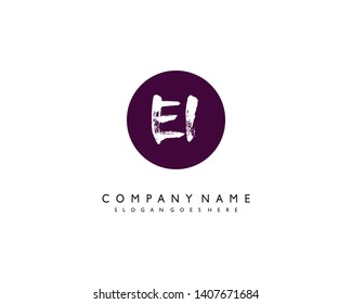 initials letter EI handwriting logo vector template