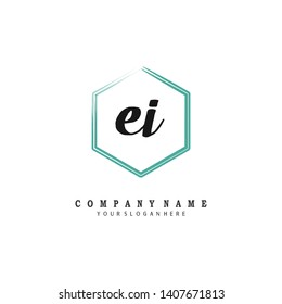initials letter EI handwriting logo vector template