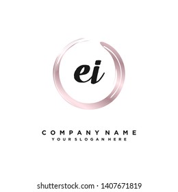 initials letter EI handwriting logo vector template