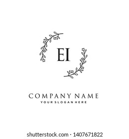 initials letter EI handwriting logo vector template