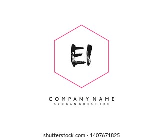 initials letter EI handwriting logo vector template