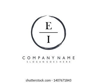 initials letter EI handwriting logo vector template