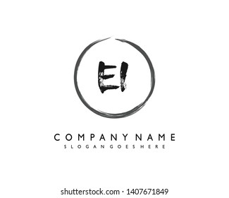 initials letter EI handwriting logo vector template