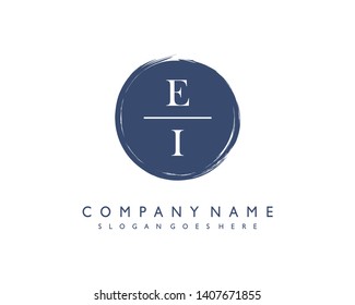 initials letter EI handwriting logo vector template