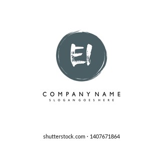 initials letter EI handwriting logo vector template