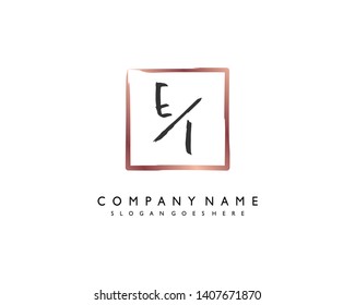 initials letter EI handwriting logo vector template