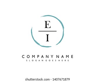 initials letter EI handwriting logo vector template