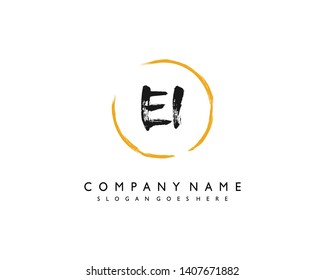initials letter EI handwriting logo vector template