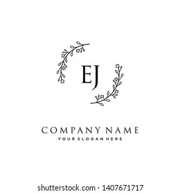 initials letter EJ handwriting logo vector template