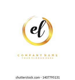 initials letter EL handwriting logo vector template