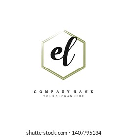 initials letter EL handwriting logo vector template
