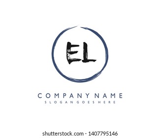 initials letter EL handwriting logo vector template