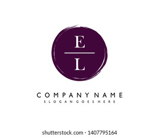 initials letter EL handwriting logo vector template