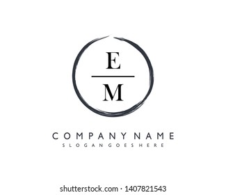 initials letter EM handwriting logo vector template