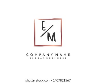 initials letter EM handwriting logo vector template