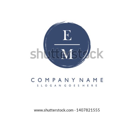 initials letter EM handwriting logo vector template