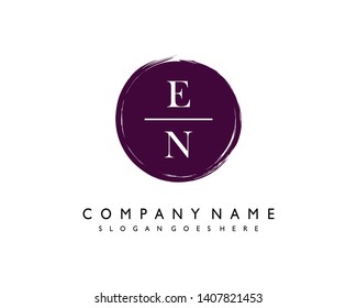 initials letter EN handwriting logo vector template