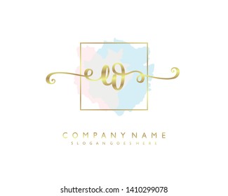 initials letter EO handwriting logo vector template