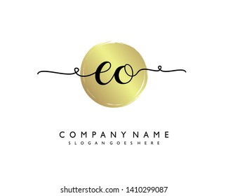 initials letter EO handwriting logo vector template