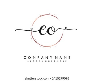 initials letter EO handwriting logo vector template