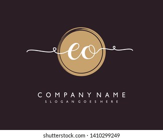 initials letter EO handwriting logo vector template