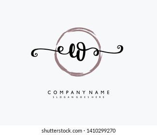 initials letter EO handwriting logo vector template