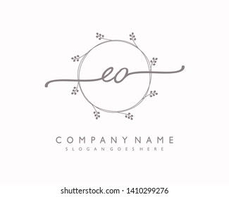 initials letter EO handwriting logo vector template