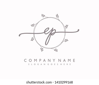 initials letter EP handwriting logo vector template