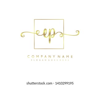 initials letter EP handwriting logo vector template