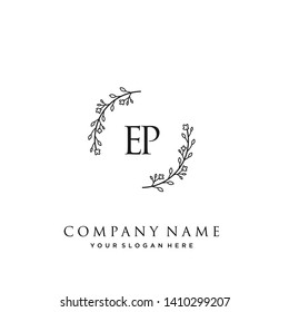 initials letter EP handwriting logo vector template