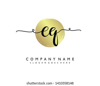 initials letter EQ handwriting logo vector template