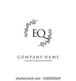 initials letter EQ handwriting logo vector template