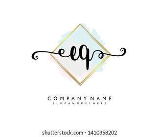 initials letter EQ handwriting logo vector template