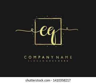 initials letter EQ handwriting logo vector template