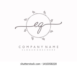 initials letter EQ handwriting logo vector template