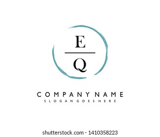 initials letter EQ handwriting logo vector template