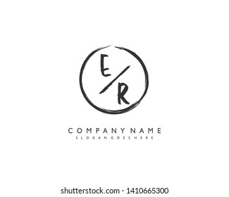 initials letter ER handwriting logo vector template