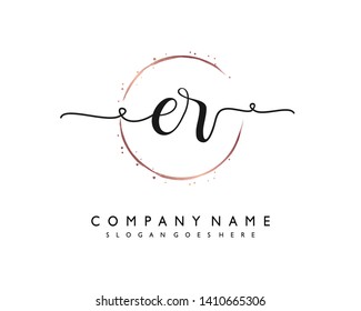 initials letter ER handwriting logo vector template