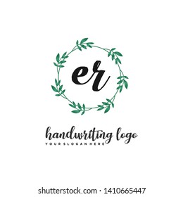 initials letter ER handwriting logo vector template