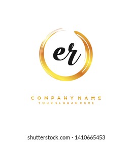 initials letter ER handwriting logo vector template