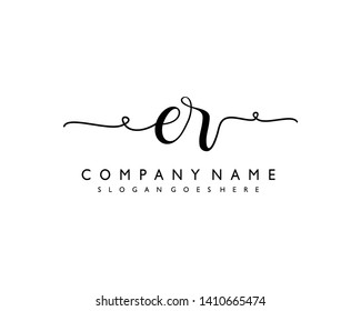initials letter ER handwriting logo vector template