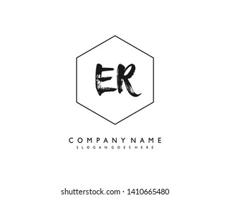 initials letter ER handwriting logo vector template
