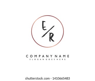 initials letter ER handwriting logo vector template