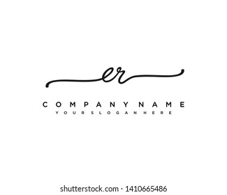 initials letter ER handwriting logo vector template