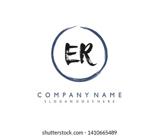initials letter ER handwriting logo vector template