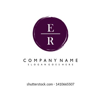 initials letter ER handwriting logo vector template