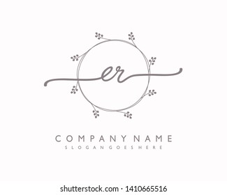 initials letter ER handwriting logo vector template