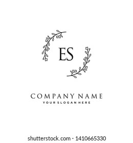 initials letter ES handwriting logo vector template