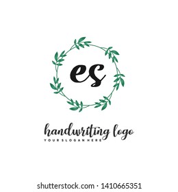 initials letter ES handwriting logo vector template